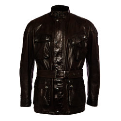 Belstaff The Panther Hand Waxed Leather Jacket, Black/Brown